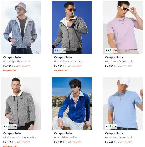 Image of Campus Sutra Brand Men's Clothing @ Up to 80% Discount