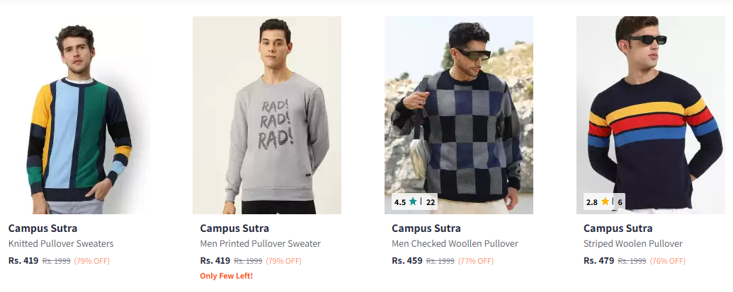 Image of Campus Sutra Men Sweaters up to 79% Discount