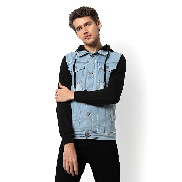 Image of Campus Sutra Men’s Cotton Denim Jacket Regular Fit For Casual Wear