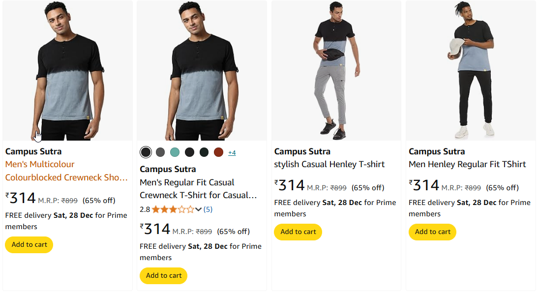 Image of Campus Sutra Men's Fashion T-shirt Starts @ ₹314