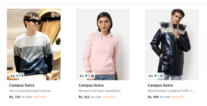 Image of Campus Sutra Premium Clothing For Men & Women Min. 80% Discount