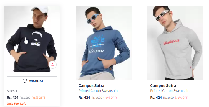 Image of Campus Sutra Typography Printed Hooded Sweatshirt Starting @ ₹424