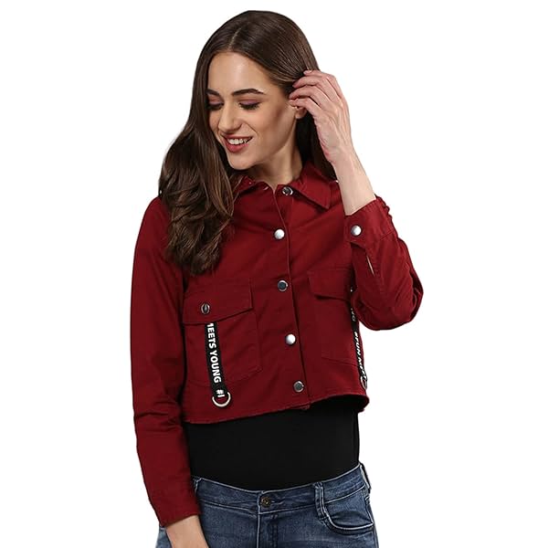 Image of Campus Sutra Women’s Cotton Jacket Relaxed Fit For Casual Wear