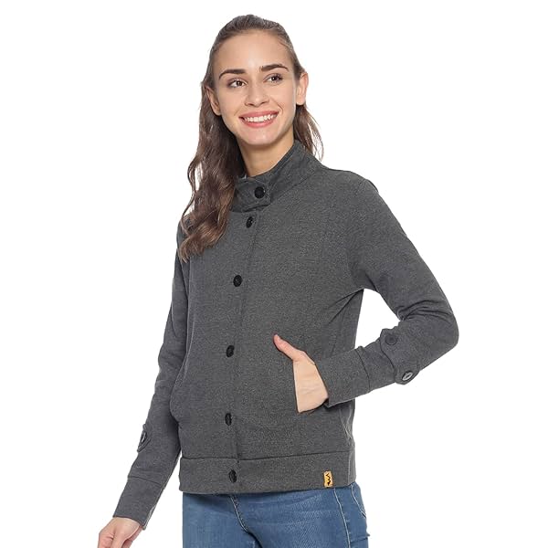 Image of Campus Sutra Women’s Cotton Jacket Relaxed Fit For Casual Wear