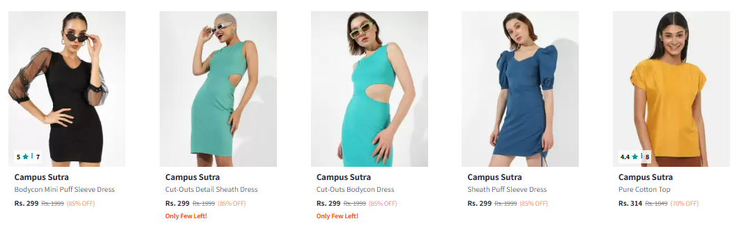 Image of Campus Sutra Women's Dresses up to 85% Discount