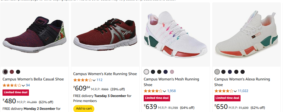 Image of Campus Women's Running Shoes Starting at ₹480 @ #Amazon 