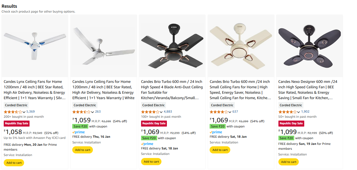 Image of Candes Lynx Ceiling Fans Starting Price ₹1058