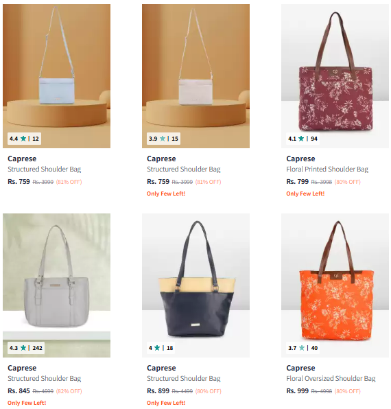 Image of Caprese Brand Women's Handbags And Bags @ Minimum 80% Discount