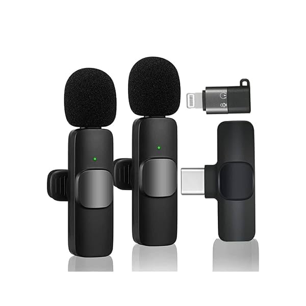 Image of Careflection Wireless Collar Microphone Lavalier Mic (2 - Mics, 1 Input)