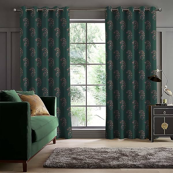 Image of Casableu Polyester Eyelets Blackout Curtains (Steel) Pack of 2