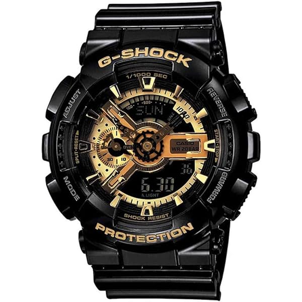 Image of Casio G-Shock GA-110GB-1ADR Black & Gold Analog-Digital Dial Black Resin Strap Men's Watch