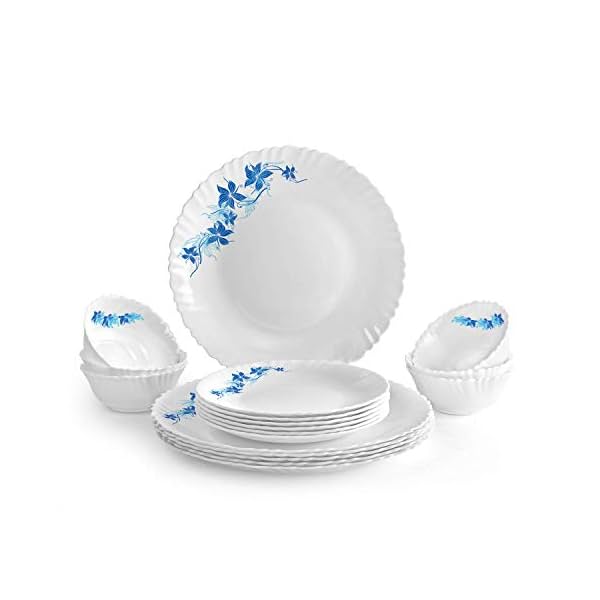 Image of Cello Dazzle Opalware Dinner Set (18 Units, Blue Swirl)