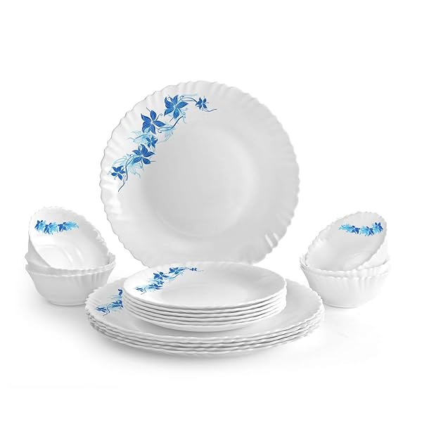 Image of Cello Dazzle Opalware Dinner Set (18 Units, Blue Swirl)