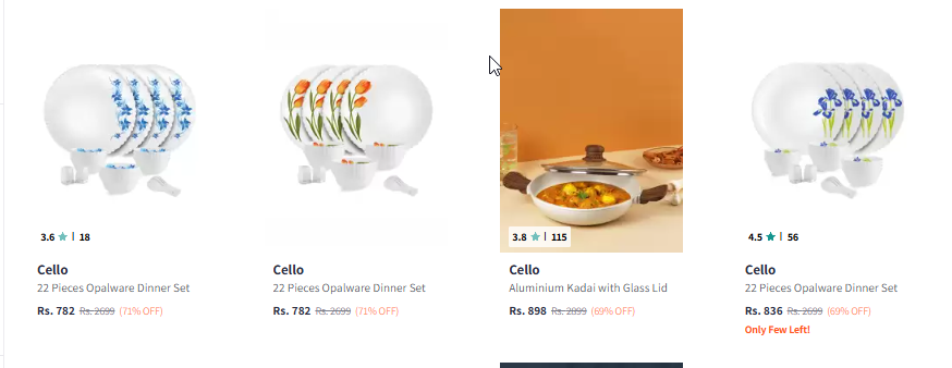 Image of Cello Household Dinner Minimum 65% Discount 