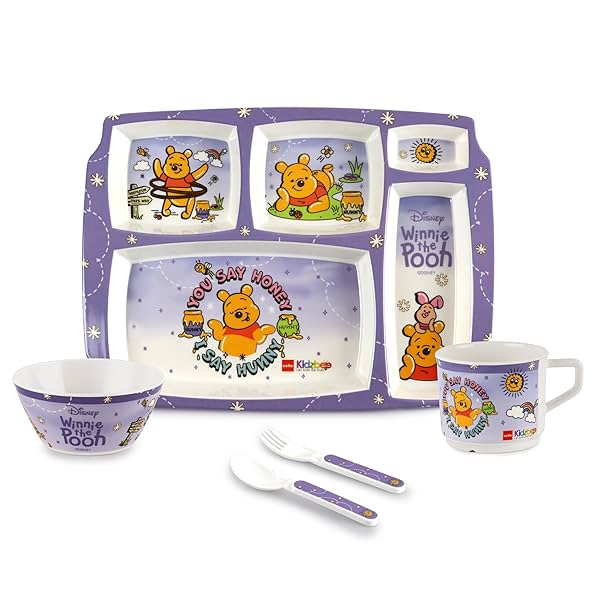 Image of Cello Kidzbee Pentameal Hunny Bear Melamine Meal Set for Kids, Set of 5