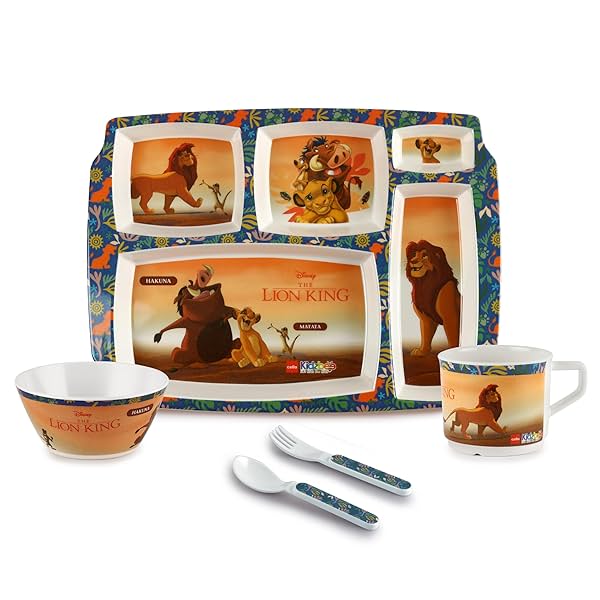 Image of Cello Kidzbee Pentameal Lion King Melamine Meal Set for Kids