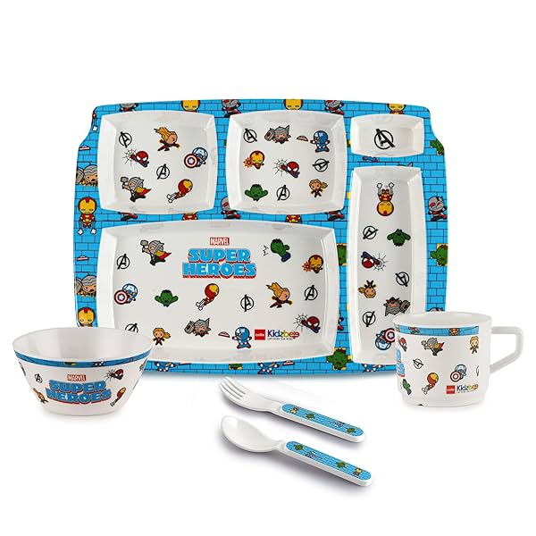 Image of Cello Kidzbee Pentameal Super Hero Melamine Meal Set for Kids, Set of 5