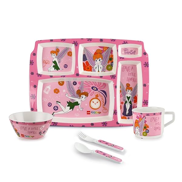 Image of Cello Kidzbee Pentameal Tinker Bell Melamine Meal Set for Kids