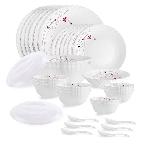 Image of Cello Opalware Dazzle Fiesta Dinner Set, 35 Units 