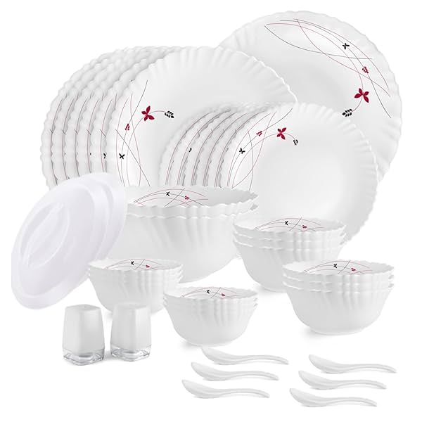 Image of Cello Opalware Dazzle Lush Fiesta Dinner Set, 37 Units, White