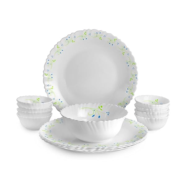 Image of Cello Opalware Dazzle Tropical Lagoon Dinner Set, 13Pcs, White