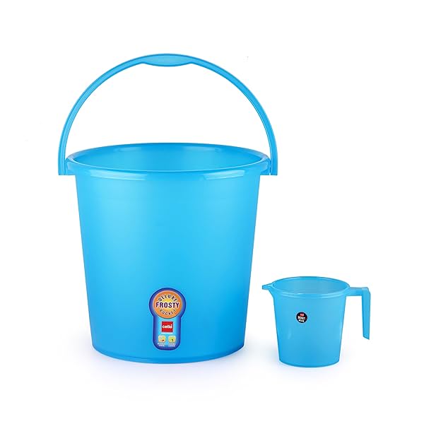 Image of Cello Plastic Frosty Bucket Delux & Mug 2 Pcs Bathroom Set 