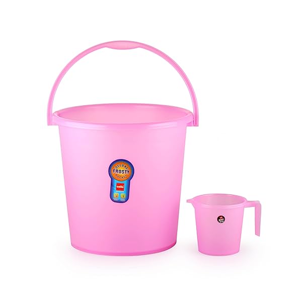 Image of Cello Plastic Frosty Bucket Delux & Mug 2 Pcs Bathroom Set (Bucket 18 L+Mug 1 L) |