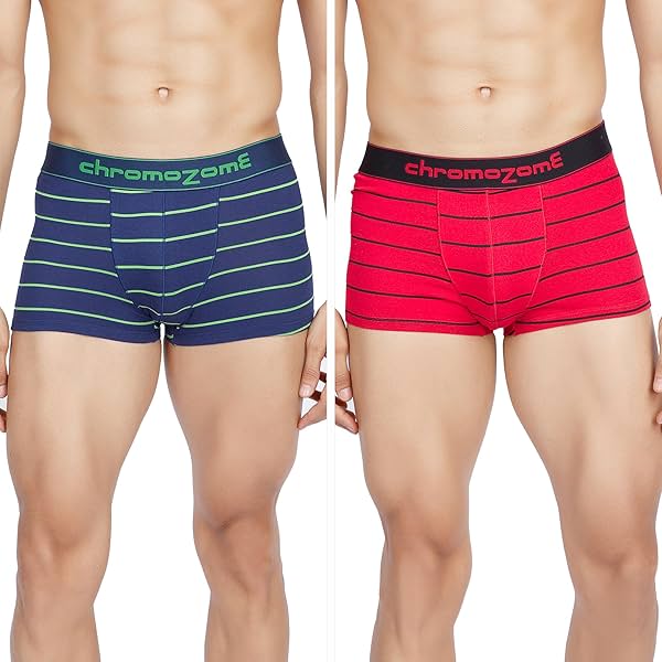 Image of Chromozome Cotton-Stretch Striper Trunks (Pack of 2)