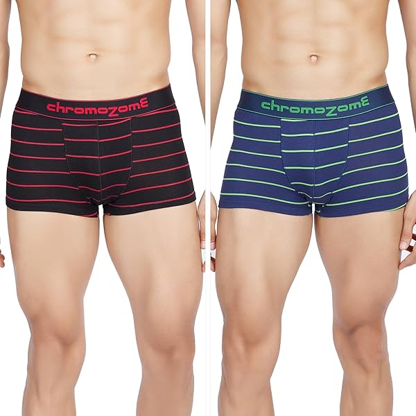 Image of Chromozome Mens Cotton-Stretch Striper Trunks (Pack of 2)