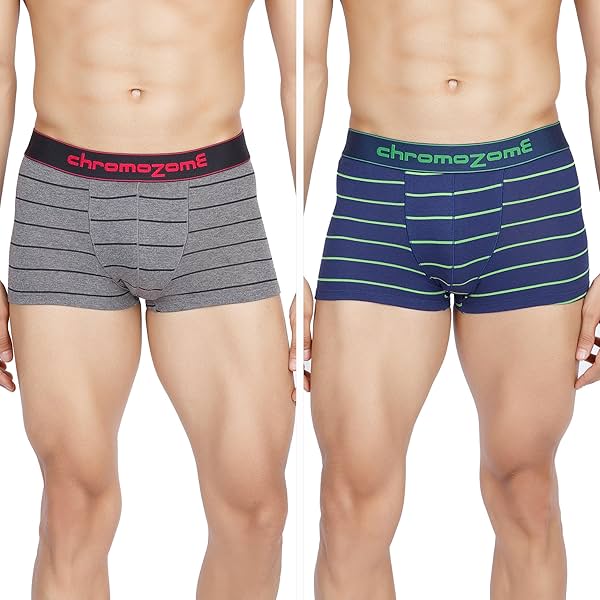 Image of Chromozome Mens Cotton-Stretch Striper Trunks (Pack of 2)