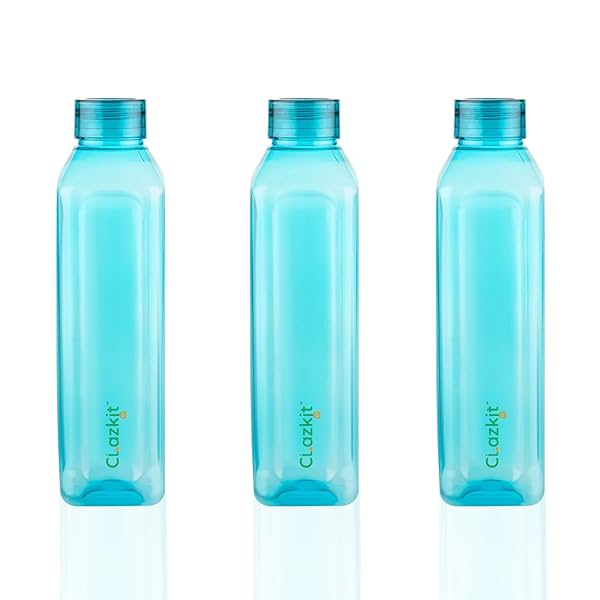 Image of Clazkit Plastic Water Bottle Pack of 3, Blue -1 Litre.