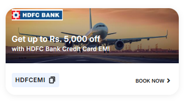 Image of Cleartrip Flight Offer: Upto ₹5000 off + 3 months No Cost EMI on Flights with HDFC Bank CC