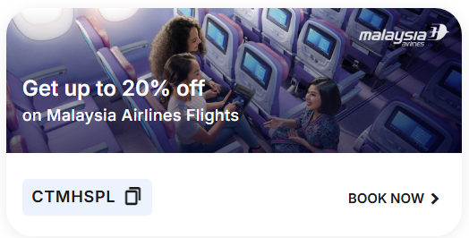 Image of Cleartrip Flights Coupon: Get up to 20% off on Malaysia Airlines Flights