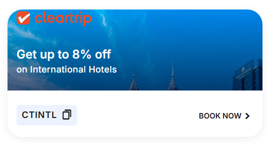 Image of Cleartrip Hotel Coupon: Get up to 8% off on International Hotels