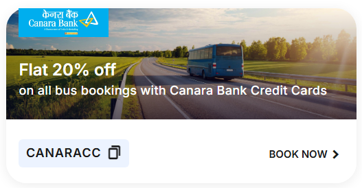 Image of Cleartrip bus booking Coupon: Flat 20% off on all bus bookings with Canara Bank Credit Cards