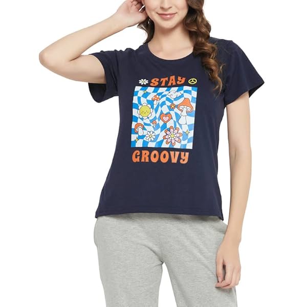 Image of Clovia Women's Cotton Graphic Print T-Shirt