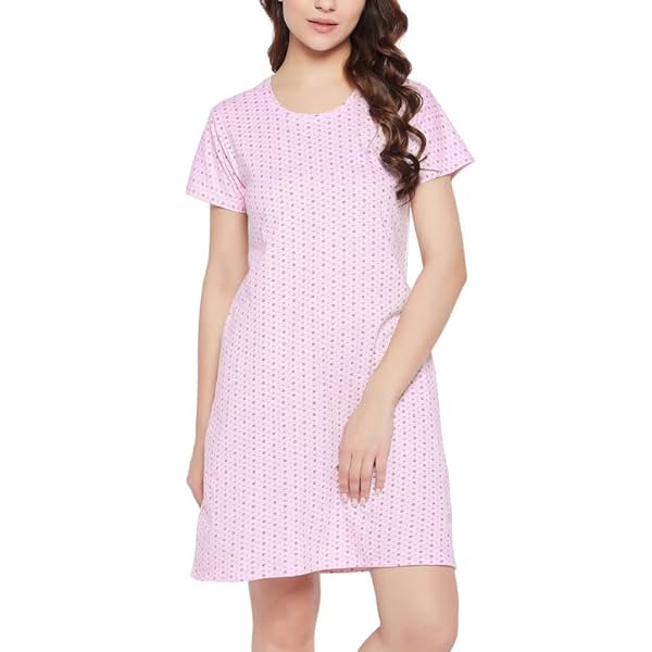 Image of Clovia Women's Cotton Print Me Pretty Short Night Dress