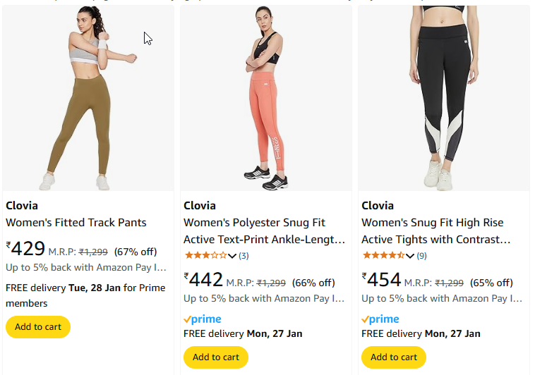 Image of Clovia Women's Fitted Track Pants Starting @ ₹429