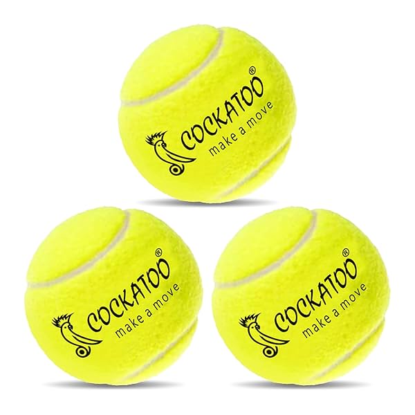 Image of Cockatoo Rubber Cricket Tennis Ball (90 Gr Per Ball-Pack of 3-Yellow)