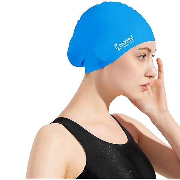 Image of Cockatoo SC03-Long Hair Rubber Swimming Cap for Men & Women