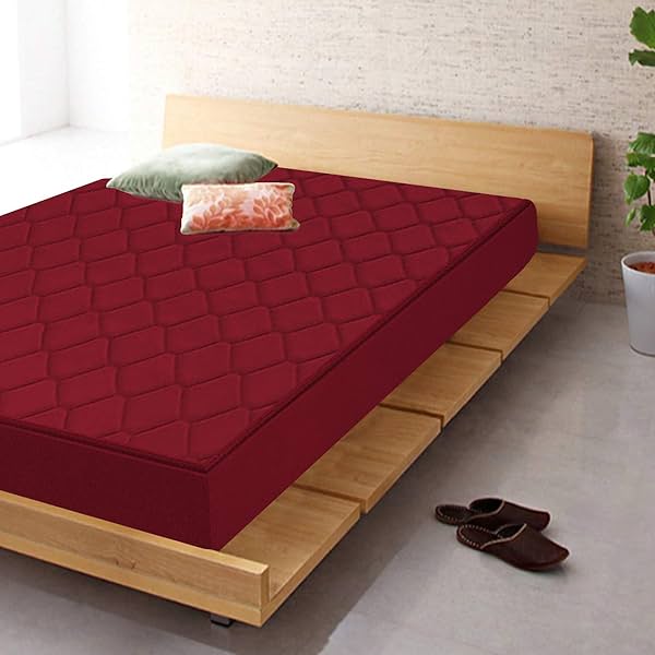 Image of Coirfit 5 Inch Single Size Foam Mattress (Maroon, 72x36x5)