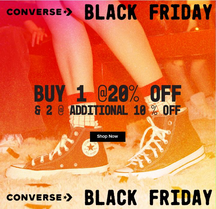 Image of Converse Black Friday Offers: Buy 1 Get 20% Off & Buy 2 to get an Extra 10% Off On Shoes