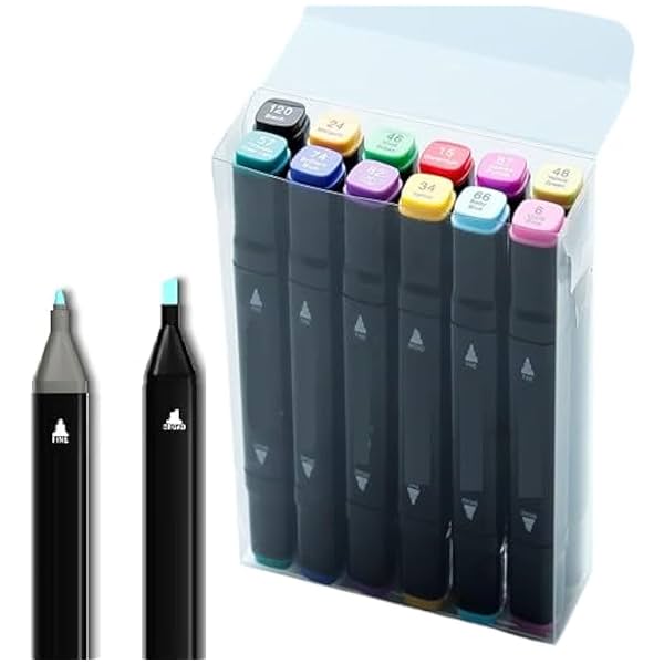 Image of Corslet Alcohol Markers for Drawing Dual Tip Art Markers 12 Colours Sketch Pen