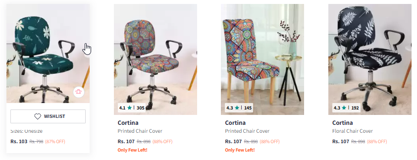 Image of Cortina Teal Floral Printed Chair Covers Starting Price @₹103