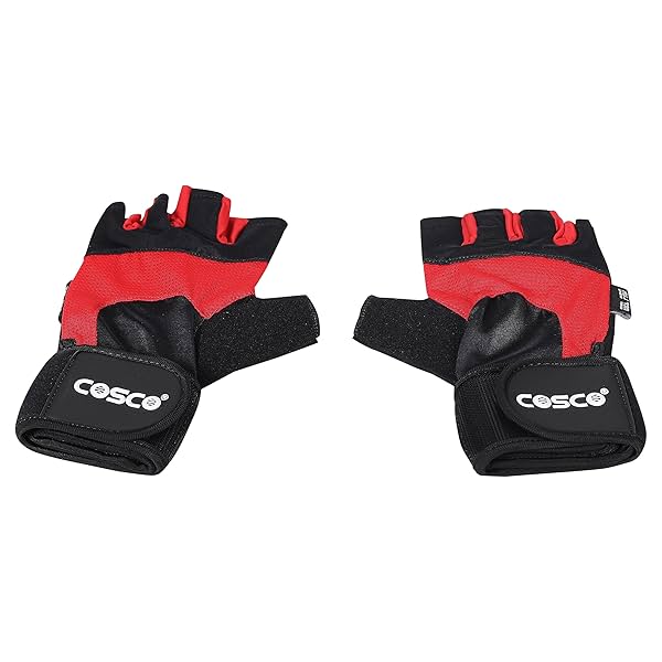 Image of Cosco Gel Pro Fitness Gloves, Large (Black/Red)