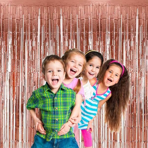 Image of Crackles Metallic Curtains for Birthday Party Photo.