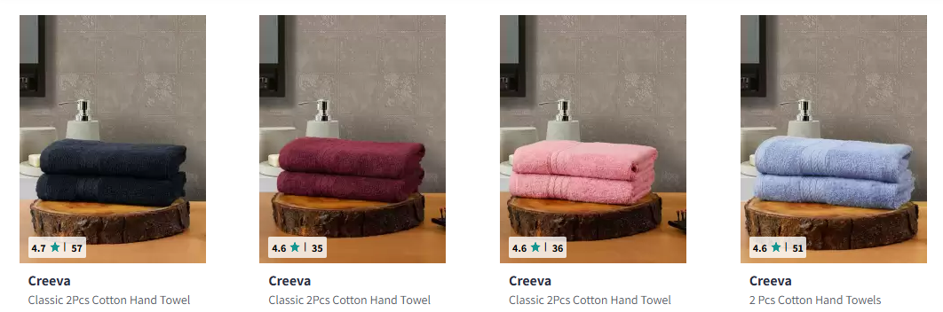 Image of Creeva Pieces 545 GSM Cotton Hand Towel Starting at ₹123