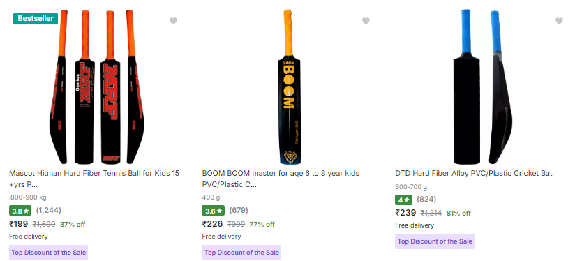 Image of Cricket Bat Up to 87% Discount