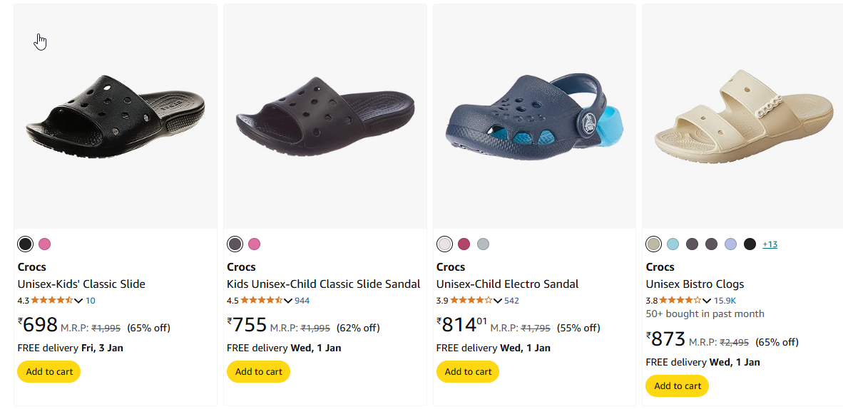 Image of Crocs Unisex-Kids' Classic Slide Starting Price @ ₹698