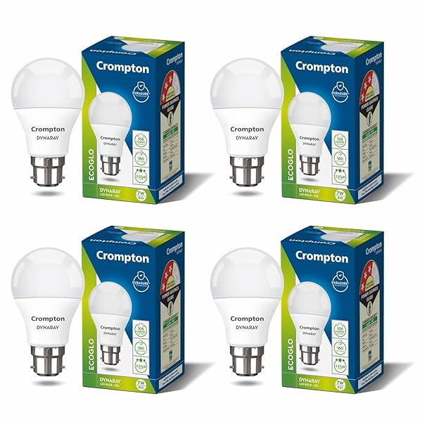 Image of Crompton Dyna Ray 7W Round B22 LED Cool Day Light Pack of 4